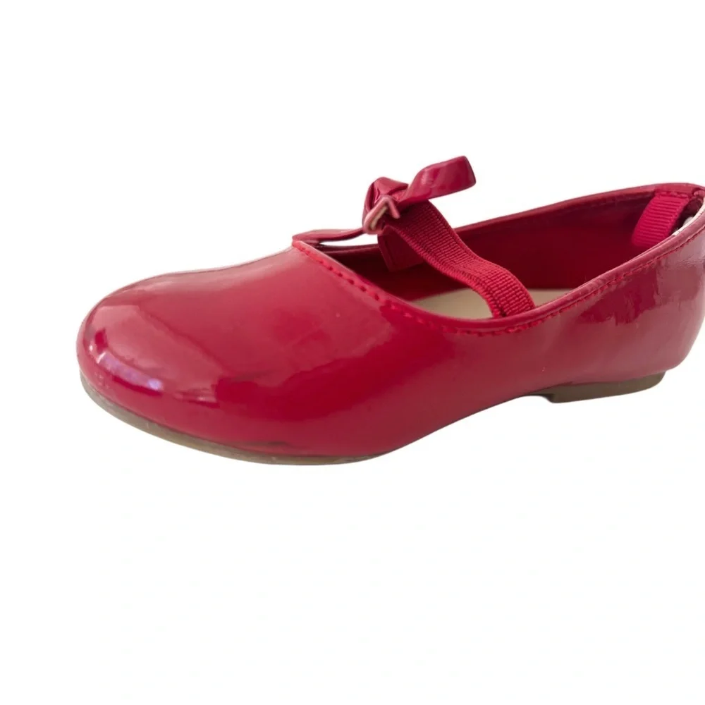 Gymboree Kids Red Glossy Ballet Flats with Bow Strap | Toddler Girl 7